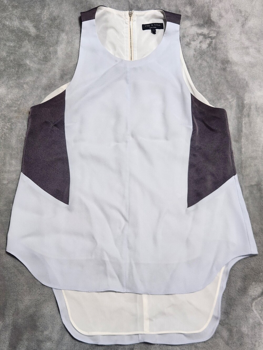 Rag & Bone New York Sleeveless Colorblock Top High Low Hem Women's Size Small